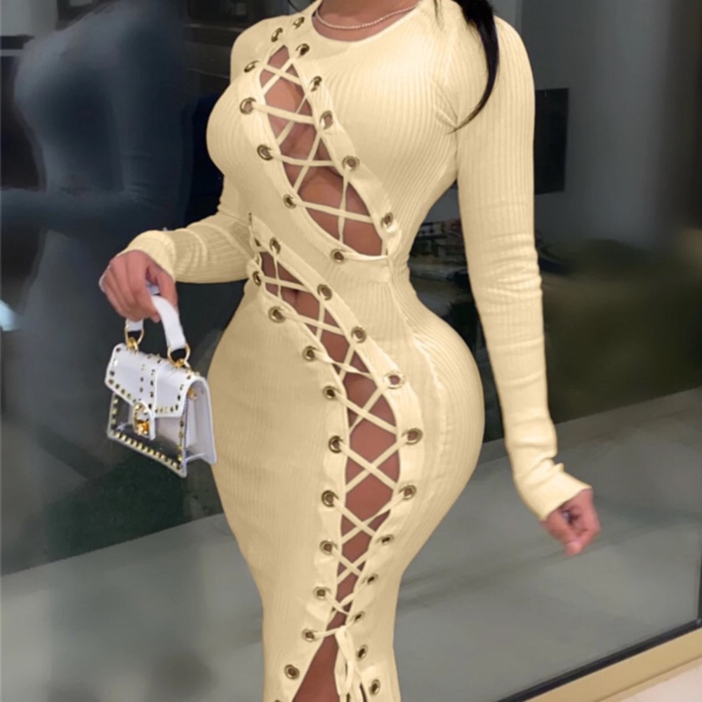 Hollow Lace up dress